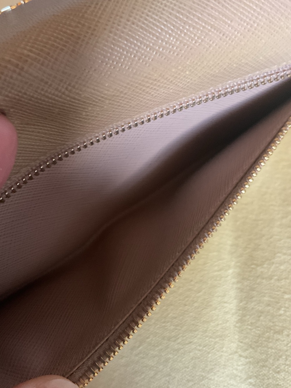 Prada Taupe Saffiano Leather Continental Wallet with Gold Logo - Picture 9 of 11